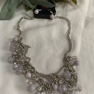 New Lavender & Silver Necklace & Earrings Set